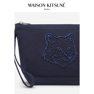 Maison Kitsune  SS24春夏大胆玩色狐狸手拿帆布包化妆包 P476【藏青色】 U