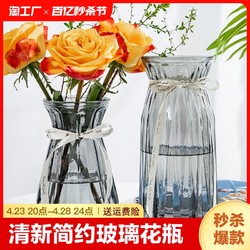 姝好 兩件套玻璃花瓶水培鮮花富貴竹水養植物插花瓶客廳裝飾臺面家居