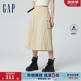 Gap女装2024春季防泼水不对称立体口袋半身裙872458 卡其色 175/74A(XL) 亚洲尺码