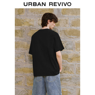 UR2024夏季男装时尚休闲撞色纹理图案短袖T恤UML440092 正黑 XS