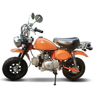 MINI小公猴子110cc摩托车迷你小街车复古弯梁踏板助力代步摩托车 橘色 8寸轮+单座