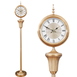 LISHIDA 力時達 歐式鍍銅別墅客廳靜音落地鐘美式復古創意立鐘地面新中式輕奢時鐘