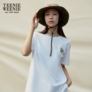 TEENIE WEENIE 小熊夏季刺绣短袖圆领简洁T恤时尚凉感女 白色 170/L