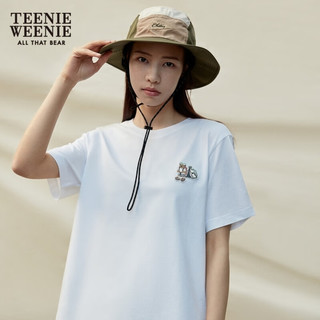 TEENIE WEENIE 小熊夏季刺绣短袖圆领简洁T恤时尚凉感女 白色 170/L