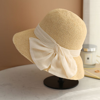JOLISAC夏季遮阳帽手工织女士防晒渔夫帽休闲时尚沙滩帽子可折叠草帽女 橡皮粉 可调节