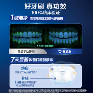 欧乐B成人电动牙刷iO7智能可视磁波刷iO系列圆头微震科技深度清洁牙龈按摩 【全年装5刷头】iO7蓝