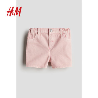 H&M童装女婴儿童牛仔裤夏季棉质松紧腰舒适时髦可爱短裤1223406 浅粉色 66/47