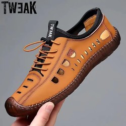 TWEAK 特威克新款鏤空皮鞋夏季涼鞋休閑鞋透氣洞洞鞋爸爸鞋男鞋子