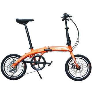 HITO 德国品牌16寸折叠自行车 超轻便携铝合金 变速碟刹 男女成人单车 绿色