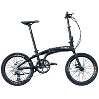 HITO德国HITO折叠自行车铝合金超轻便携 8/9变速男女通用碟刹复古小布 酷炫黑 9速