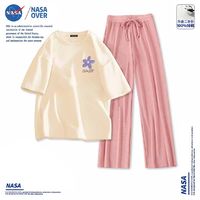 NASAOVER NASA联名运动套装女夏季潮ins高级感时尚女装纯棉t恤冰丝裤两件套