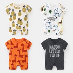 cutepanda's 咔咔熊猫 婴儿衣服短袖连体衣男夏装新生儿0女宝宝3个月6平角哈衣