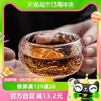 苏氏陶瓷 琉璃主人杯功夫茶杯玻璃品茗杯耐高温加厚 透明莲花杯