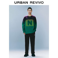 URBAN REVIVO UR2024春季男装时尚休闲趣味刺绣图案抽绳直筒裤UMV640013 正黑 31