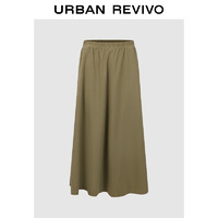 URBAN REVIVO 女士长款纯色超宽松垂感显瘦A字半裙 UWG540044 黄棕 S