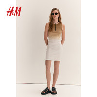 H&M女装2024夏季圆领无袖罗纹紧身连衣裙1216612 深米色/渐变色 170/104