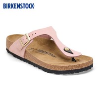 BIRKENSTOCK勃肯T软木拖鞋女款T字大巴扣凉拖Gizeh系列 粉色/柔粉色窄版1026563 37