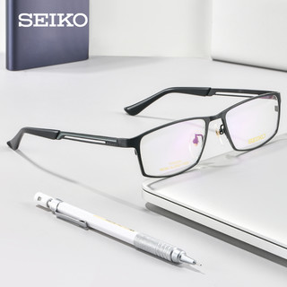 精工(SEIKO)全框钛材镜框HC1009 193+依视路爱赞全晰膜御1.74 193哑黑色