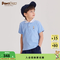 PawinPaw卡通小熊童装2024年夏季男女童翻短袖T恤运动休闲 Blue蓝色/50 090