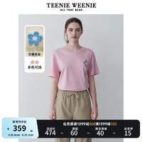 Teenie Weenie小熊女装2024夏装宽松短袖T恤花朵刺绣上衣粉色 粉色 165