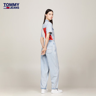 TOMMY JEANS24春夏女装纯棉潮流后背拼色拉链翻领牛仔连体裤18112 牛仔蓝1AB XS