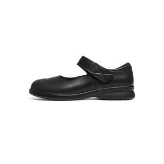 红蜻蜓鞋2024夏季魔术贴牛皮单鞋舒适软底老人鞋 WTB14236黑色39