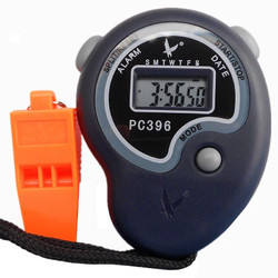 天福 秒表計時器 多功能跑步電子秒表 體育運動田徑訓練比賽專業跑表學生教練 單排2道 送口哨電池PC396