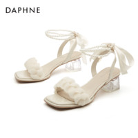 DAPHNE 达芙妮 洋气高跟鞋新款小香风女鞋粗跟方头高级感