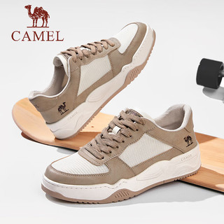 CAMEL 骆驼 男鞋 2024夏季新款时尚透气板鞋撞色拼接厚底舒适复古休闲鞋 G14M136691 深蓝/米白/驼色 42