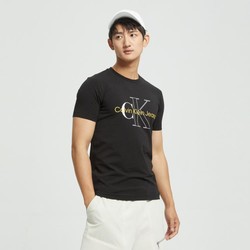 卡尔文·克莱恩 Calvin Klein CK Jeans夏季男女情侣中性潮流圆领叠印修身透气短袖T恤J320568