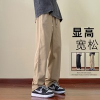 月伊纺 男士100%纯棉休闲长裤 5646XZ303-K7548 卡其色 4XL