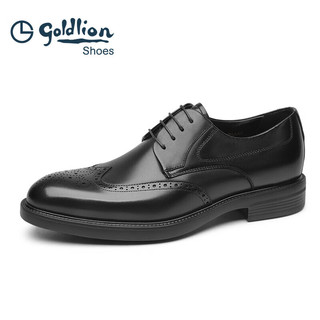 金利来男士正装鞋时尚绅士布洛克鞋轻质商务皮鞋G521340405AAA黑色44