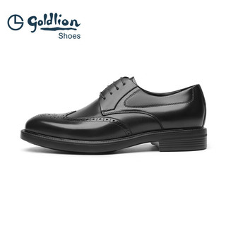 金利来男士正装鞋时尚绅士布洛克鞋轻质商务皮鞋G521340405AAA黑色44