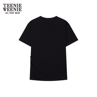 Teenie Weenie小熊女装2024夏装可调节捏褶收腰设计感短袖T恤 黑色 155/XS