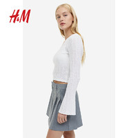 H&M 新款女士时尚休闲潮流罗纹针织套衫1171541 黑色 155/80