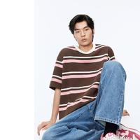PEACEBIRD 太平鸟 男装 2024年春季美式复古条纹短袖体恤潮男式T恤