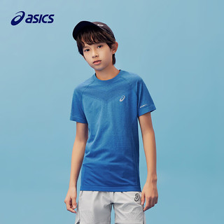 asics/亚瑟士童装2024年夏季儿童短袖运动舒适排汗 1406蓝色 150cm