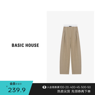 Basic House/百家好高腰时尚休闲宽松纯色款长裤女春季2024 深灰 S80-110斤