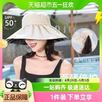 88VIP：CACUSS 黑胶防晒帽女夏季防紫外线大帽檐太阳帽可折叠渔夫帽
