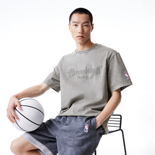 杰克·琼斯（JACK&JONES）夏季NBA联名篮网队潮流运动字母刺绣宽松短袖T恤男224201020 E40 知更鸟灰 常规 E40 知更鸟灰 170/92A/S