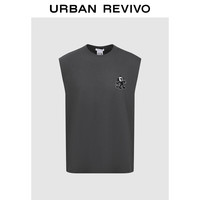 URBAN REVIVO 男士环球菲力猫 趣味刺绣无袖背心 UMV440048 深灰 S