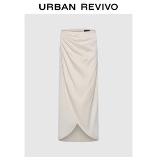 UR2024夏季女装时尚气质魅力设计感褶皱半裙UWG540055 米白 XS