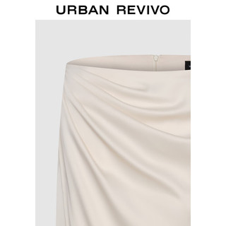 UR2024夏季女装时尚气质魅力设计感褶皱半裙UWG540055 米白 XS