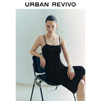 URBAN REVIVO 女士魅力轻熟风扭结吊带连衣裙 UWG940178 正黑 XL