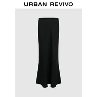 UR2024夏季女装都市魅力通勤垂感显瘦直筒半裙UWG540060 正黑 XXS