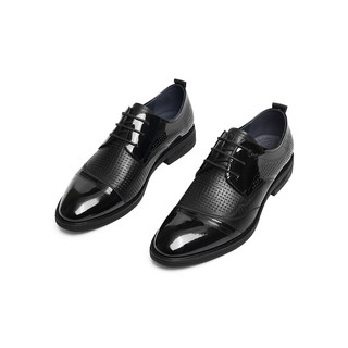红蜻蜓商务皮鞋2024商务正装皮鞋男士透气通勤男士德比鞋WHL24080 黑色 38