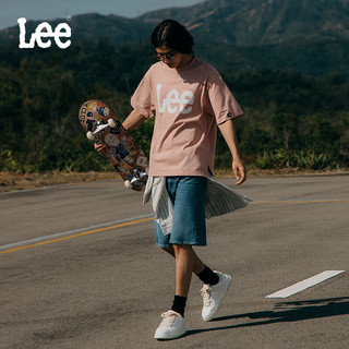 Lee24春夏舒适圆领Logo男女同款短袖T恤LUT0077333RX 脏粉色（尺码偏大，拍小一码） L