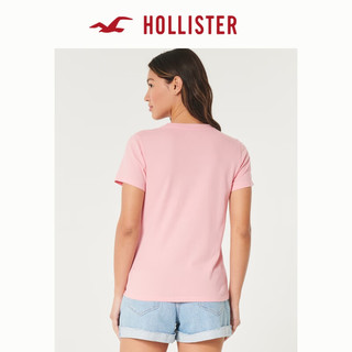 HOLLISTER24夏季美式宽松印花棉质图案短袖T恤 女 KI357-3261 粉色 M (165/92A)