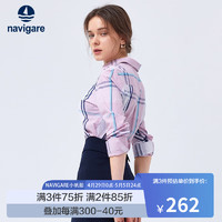 navigare 纳维凯尔 意大利小帆船长袖衬衫女春季休闲高档格子衬衣 洋红/白 S