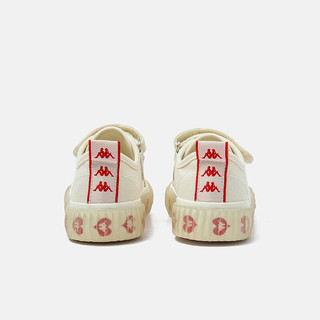 KAPPA KIDS卡帕儿童鞋帆布鞋男童年春季中大童女童休闲板鞋子 米白 33码内长约210mm